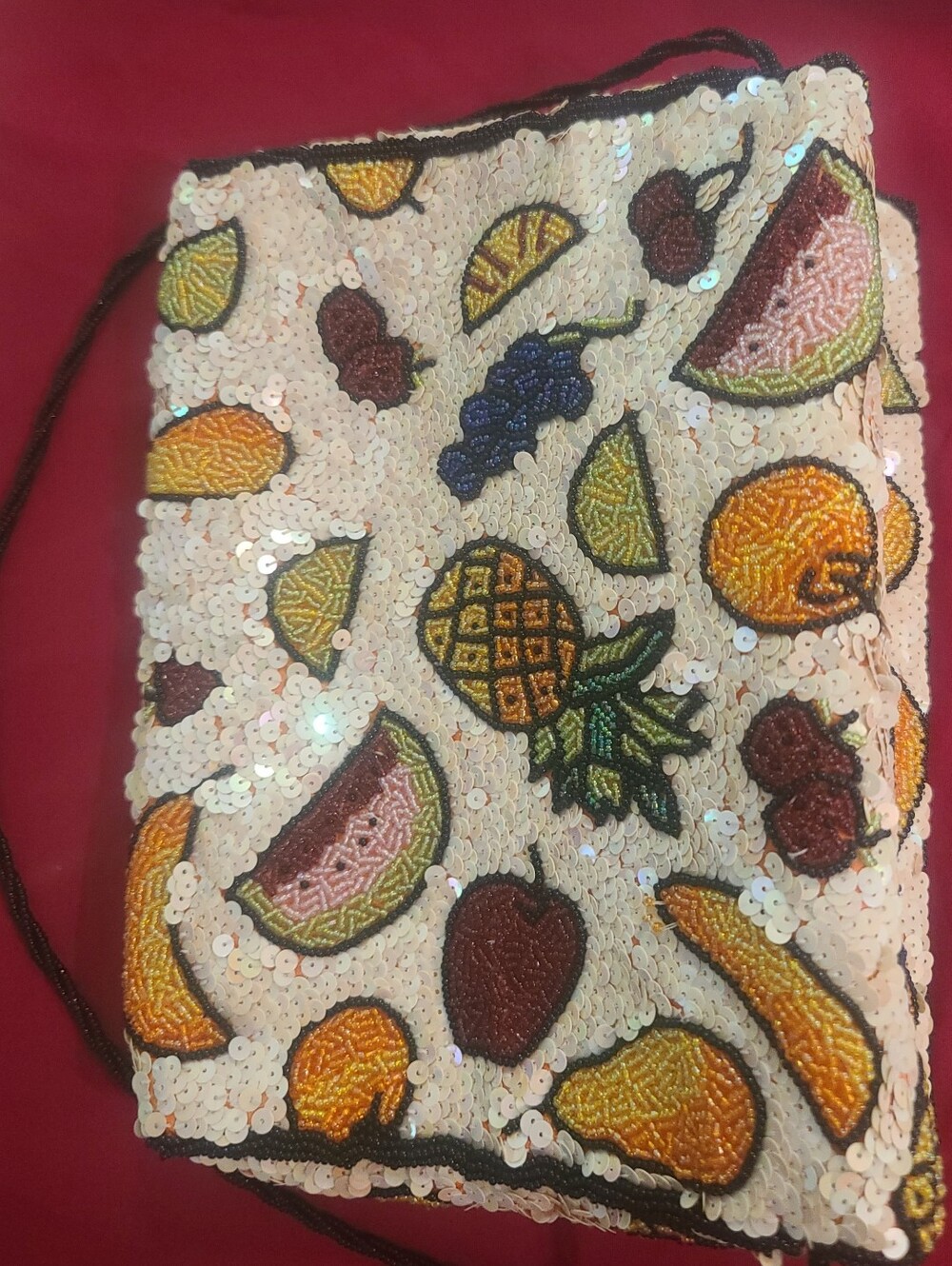 Vintage Inge Christopher Beaded Fruit Clutch/Shoulder Bag Sex and the City